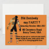 Invitation Zombody a-t-il dit la fête (Devant / Derrière)