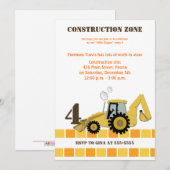Invitation Zone de construction Backhoe Boys Anniversaire Inv (Devant / Derrière)