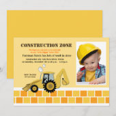 Invitation Zone de construction Backhoe Boys Anniversaire Inv (Devant / Derrière)