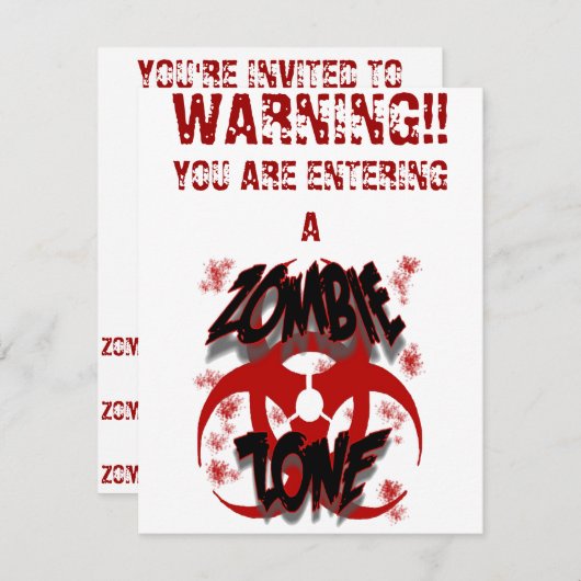 INVITATION ZONE ZOMBIE (Devant / Derrière)
