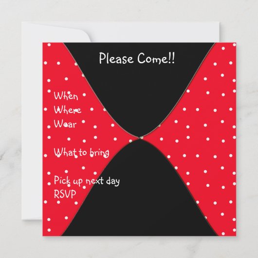 Invitation Zones blanches rouges 13e anniversaire (Dos)