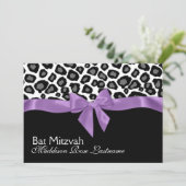 Invitation Zones léopard et Bat mitzvah de ruban violet (Debout devant)