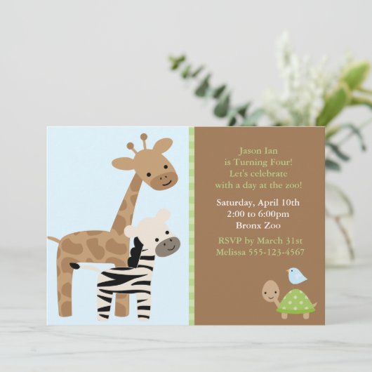 Invitation Zoo Animaux (Debout devant)