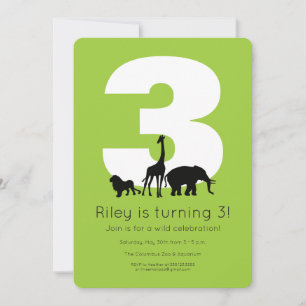 Invitation Zoo animaux chaux vert photo anniversaire de enfan