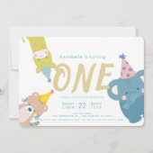 Invitation Zoo Animaux Eléphant Gold Parties scintillant 1er  (Devant)