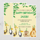 Invitation Zoo Anniversaire de enfant à thème (Devant / Derrière)