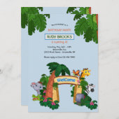 Invitation Zoo Bienvenue Fête d'anniversaire (Devant / Derrière)