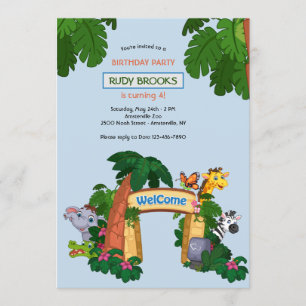 Invitation Zoo Bienvenue Fête d'anniversaire