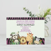 Invitation ZOO CREW 5x7 Tendance Zebra Stripe Jungle Party (Debout devant)