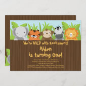 Invitation Zoo d'animaux de la Jungle Cute (Devant / Derrière)