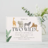 Invitation Zoo de la jungle sauvage thème Anniversaire Invita (Debout devant)