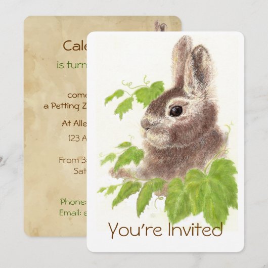 Invitation Zoo de mouture lapin Lapin Anniversaire Fun (Devant / Derrière)