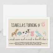 Invitation Zoo de mouture pour les filles / Animaux de ferme (Devant / Derrière)