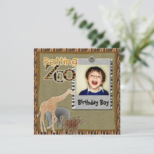 Invitation Zoo de mouture safari sauvage Anniversaire Photo I (Debout devant)
