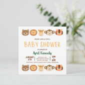 Invitation Zoo Jungle Safari Baby shower animal (Debout devant)