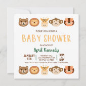 Invitation Zoo Jungle Safari Baby shower animal (Devant)