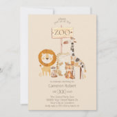 Invitation Zoo mignon Animaux sur le beige (Devant)