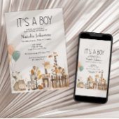 Invitation Zoo Nursery Animaux Baby shower garçon