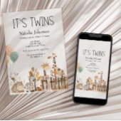 Invitation Zoo Nursery Animaux Jumeaux Baby shower