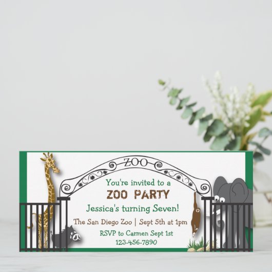 Invitation Zoo Party (Debout devant)