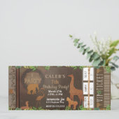 Invitation ZOO PARTY Animaux Brown Billet de fête d'anniversa (Debout devant)