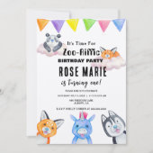 Invitation Zoo personnalisé - Reffic, Bébé Animaux Anniversai (Devant)