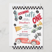 Invitation Zoom dans une voiture de course à une vitesse prem (Devant)