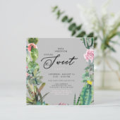 Invitation Zoom Virtual Cactus Rose & Grey Sweet 16 Anniversa (Debout devant)