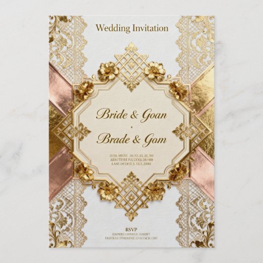 InvitationÉlégance Dorée – Invitation de Mariage L (Devant)