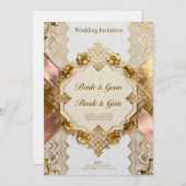 InvitationÉlégance Dorée – Invitation de Mariage L (Devant / Derrière)