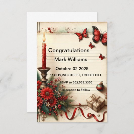 InvitationElégante conception de Faire-part de mar (Devant / Derrière)