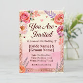 InvitationRomantic Floral Invitation de mariage |  (Debout devant)
