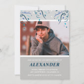 Invitations 14e anniversaire garçon Confetti Photo (Devant)