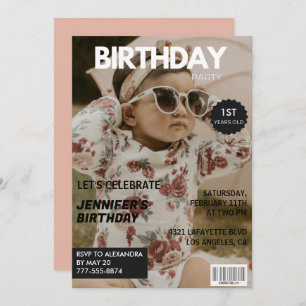 Invitations 1er anniversaire Girl Magazine Couvert