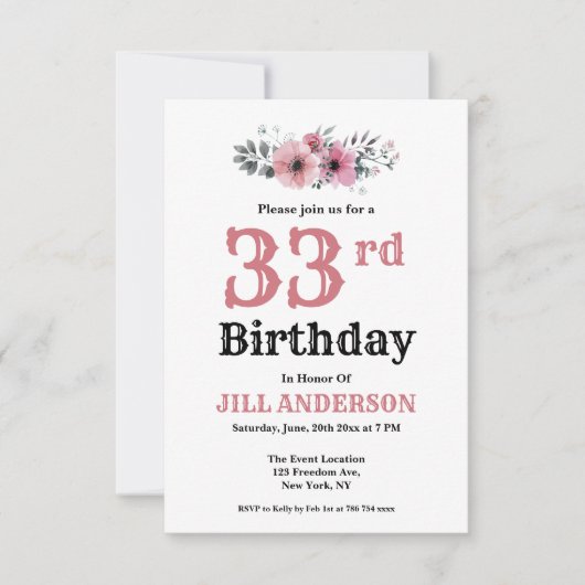 Invitations 33e anniversaire (Devant)