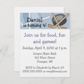 Invitations 4,25 de fête d'anniversaire d'hockey (Devant / Derrière)