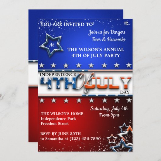 Invitations 4 juillet (Devant / Derrière)