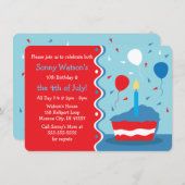 Invitations 4 juillet fête d'anniversaire (Devant / Derrière)