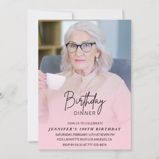 Invitations à 100e anniversaire Anniversaire Dîner (Devant)