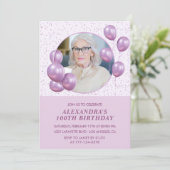 Invitations à 100e anniversaire Ballons Photo Purp (Debout devant)