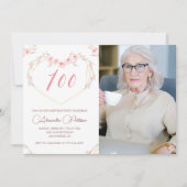 Invitations à 100e anniversaire Boho Floral Photo (Devant)