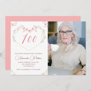 Invitations à 100e anniversaire Boho Floral Photo