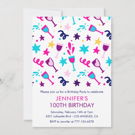 Invitations à 100e anniversaire Cocktail Modern Pi (Devant)