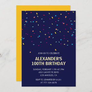 Invitations à 100e anniversaire Hommes Confetti Mo