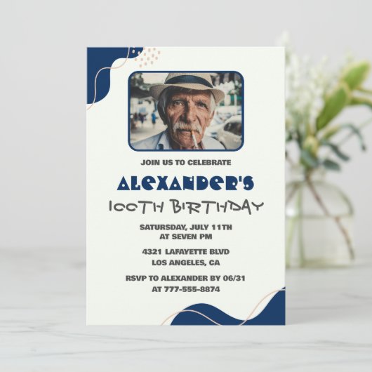 Invitations à 100e anniversaire Hommes Marine Simp (Debout devant)