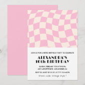 Invitations à 10e anniversaire À damiers Retro Pin (Devant / Derrière)