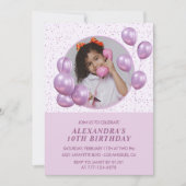 Invitations à 10e anniversaire Ballons Photo Purpl (Devant)