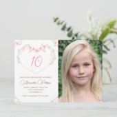 Invitations à 10e anniversaire Boho Floral Photo (Debout devant)