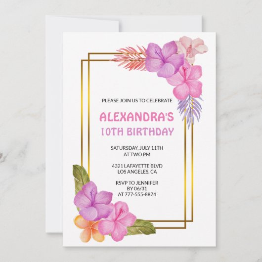 Invitations à 10e anniversaire Fête tropicale (Devant)