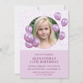 Invitations à 11e anniversaire Ballons Photo Purpl (Devant)